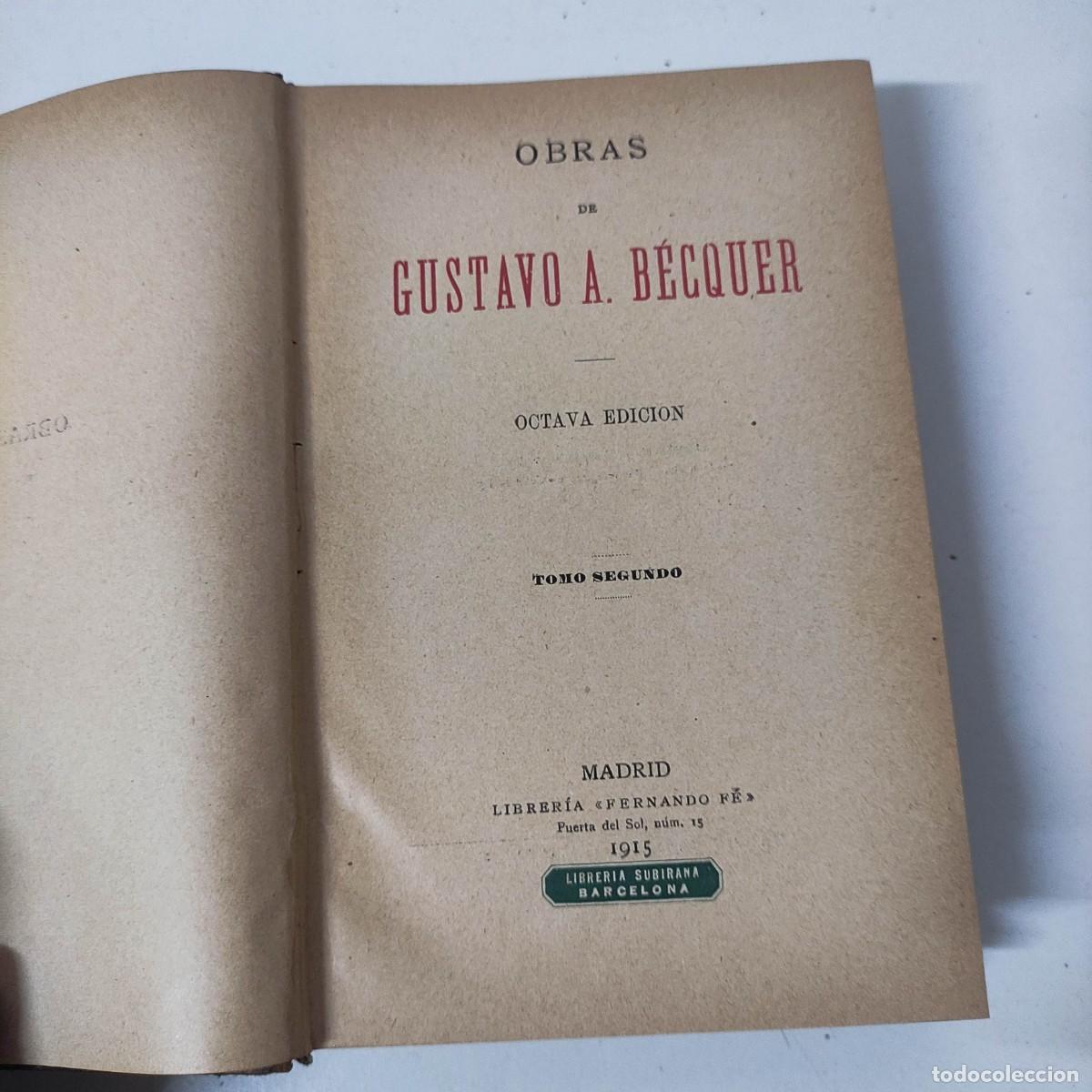 Libros antiguos: Obras de Gustavo A. B&eacute;cquer, 1915 - Foto 4