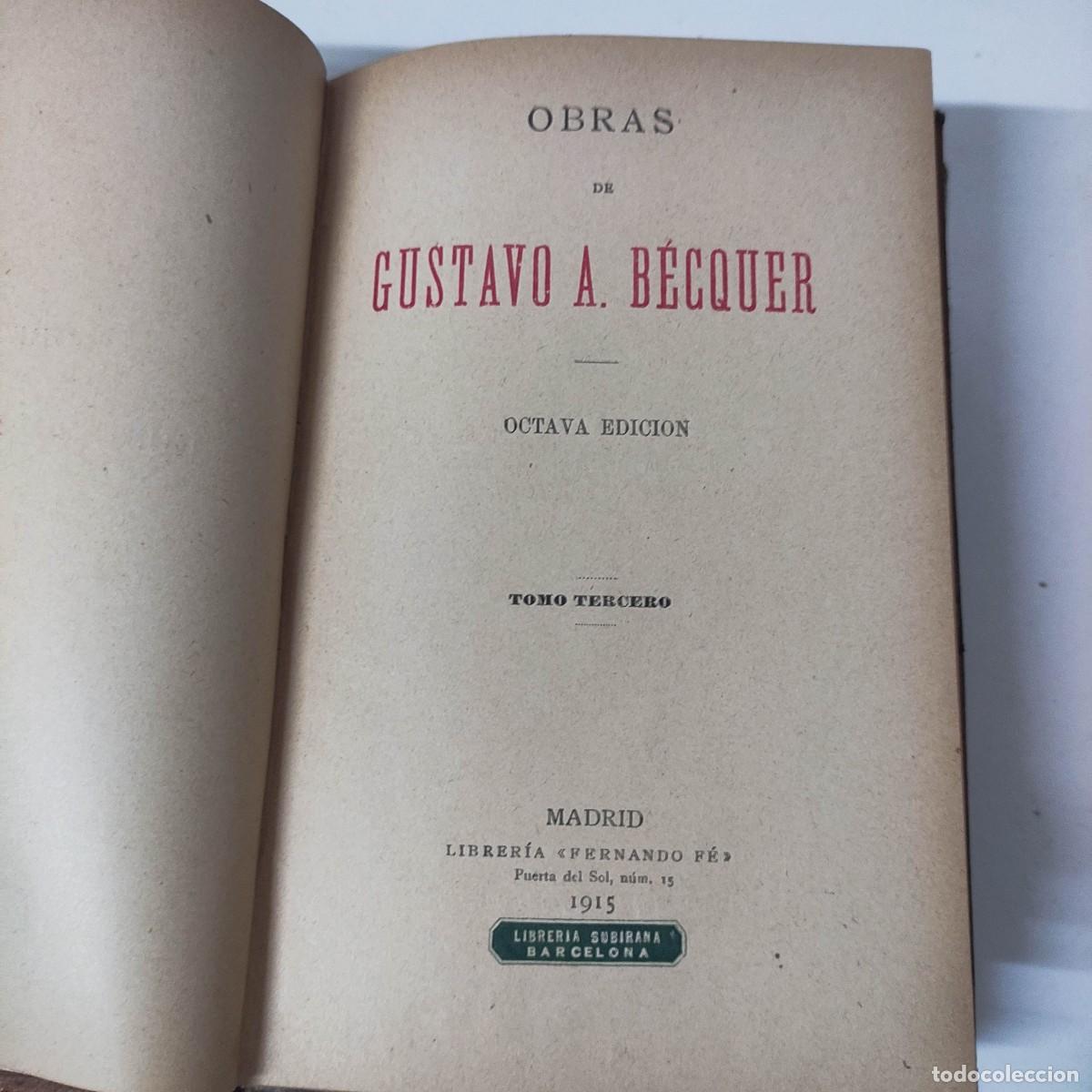 Libros antiguos: Obras de Gustavo A. B&eacute;cquer, 1915 - Foto 8