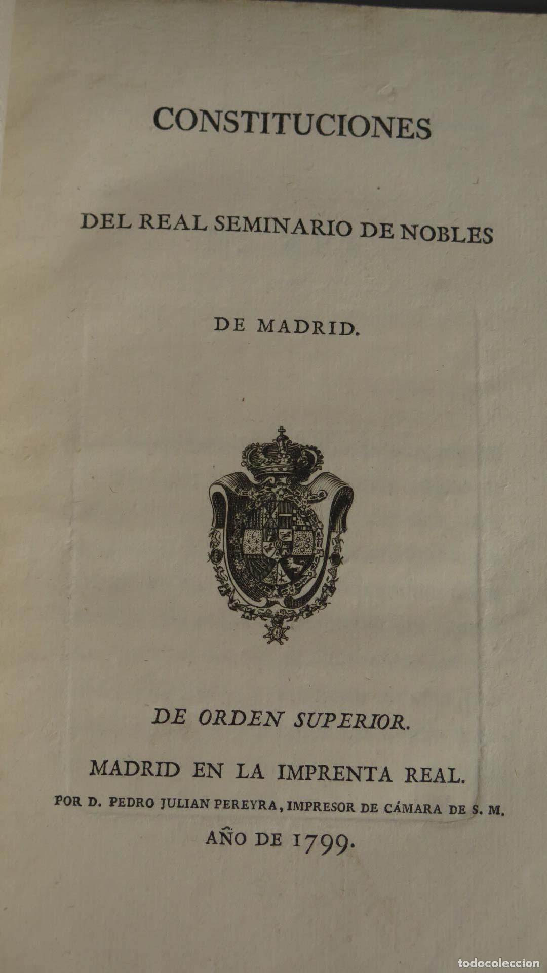 Libros antiguos: Constituciones Real Seminario de Nobles 1799 - Foto 2
