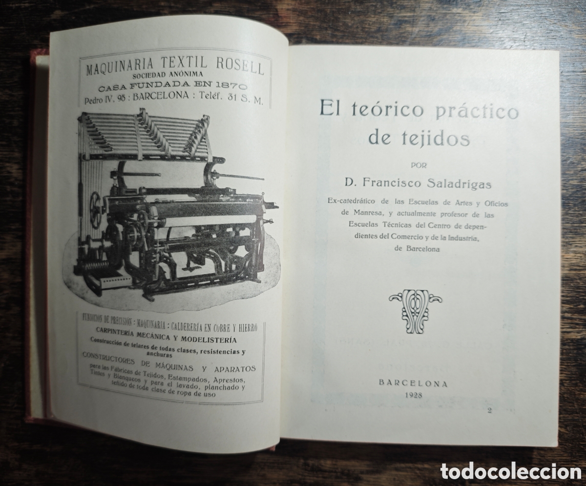 Libros antiguos: EL TE&Oacute;RICO PR&Aacute;CTICO DE TEJIDOS - Foto 3
