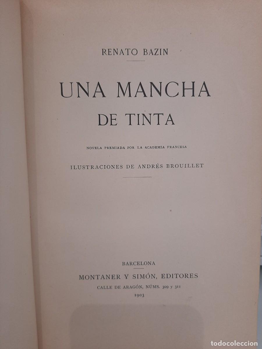 Libros antiguos: Renato Bazin. Una mancha de tinta - Foto 3