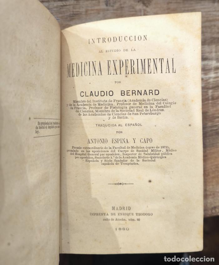 Libros antiguos: INTRODUCCI&Oacute;N AL ESTUDIO DE LA MEDICINA EXPERIMENTAL - Claudio Bernard - Foto 1