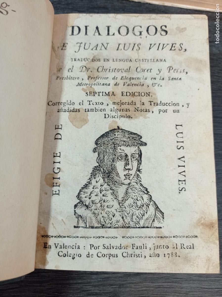 Libros antiguos: 1788 - JUAN LUIS VIVES. Di&aacute;logos - Foto 2