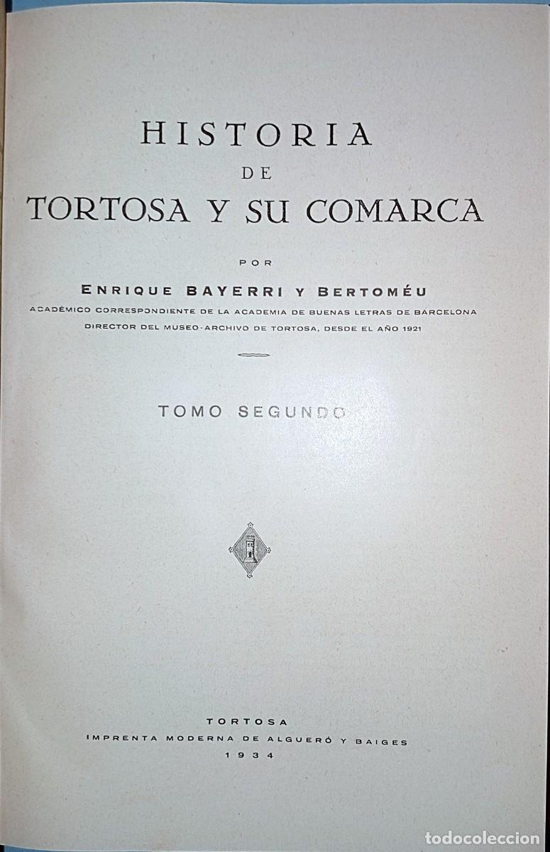 Libros antiguos: HISTORIA DE TORTOSA Y SU COMARCA. 3 TOMOS (con dedicatoria) - Foto 3