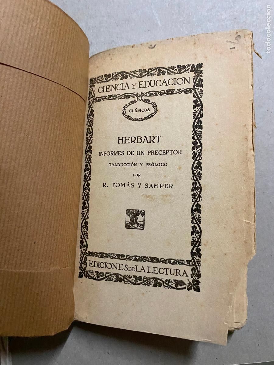 Libros antiguos: HERBART. Informes de un preceptor Tomas y samper - Foto 1