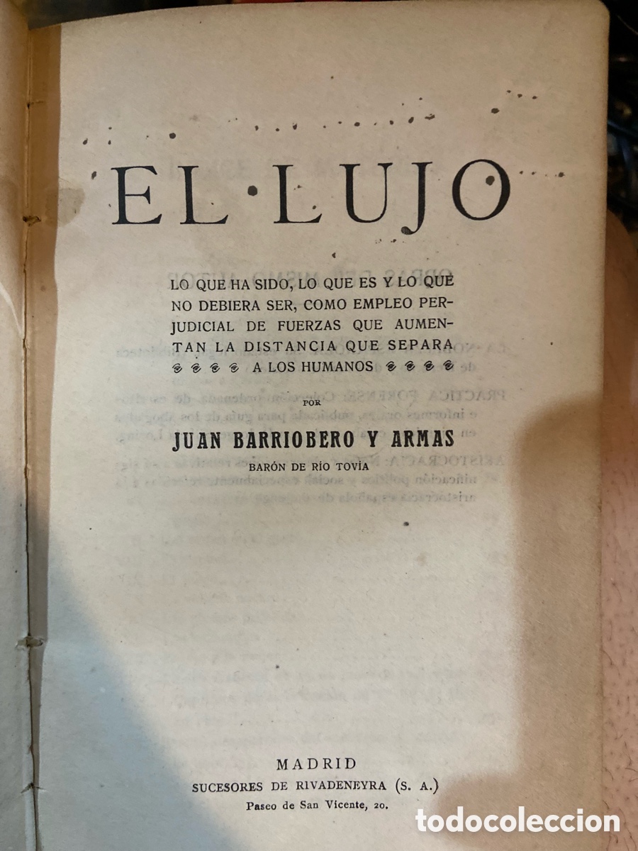 Libros antiguos: El Lujo - Juan Barriobero - A5 - Foto 4