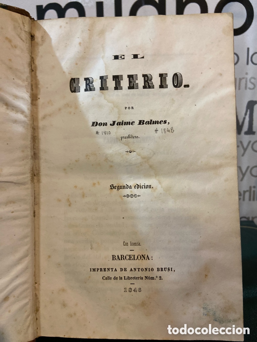 Libros antiguos: El Criterio - Jaime Balmes - A5 - Foto 4