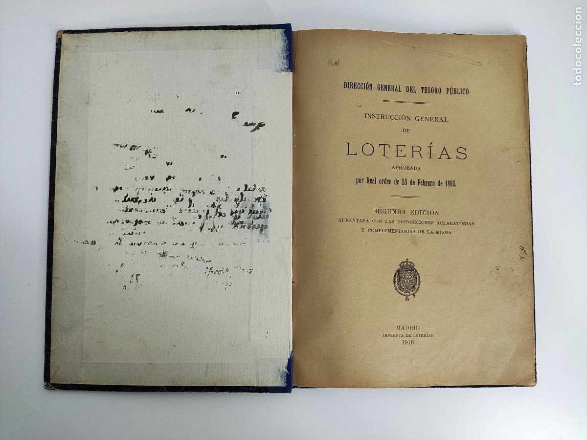 Libri antichi: INSTRUCCI&Oacute;N GENERAL DE LOTERIAS. 1916 / SEGUNDA EDICI&Oacute;N