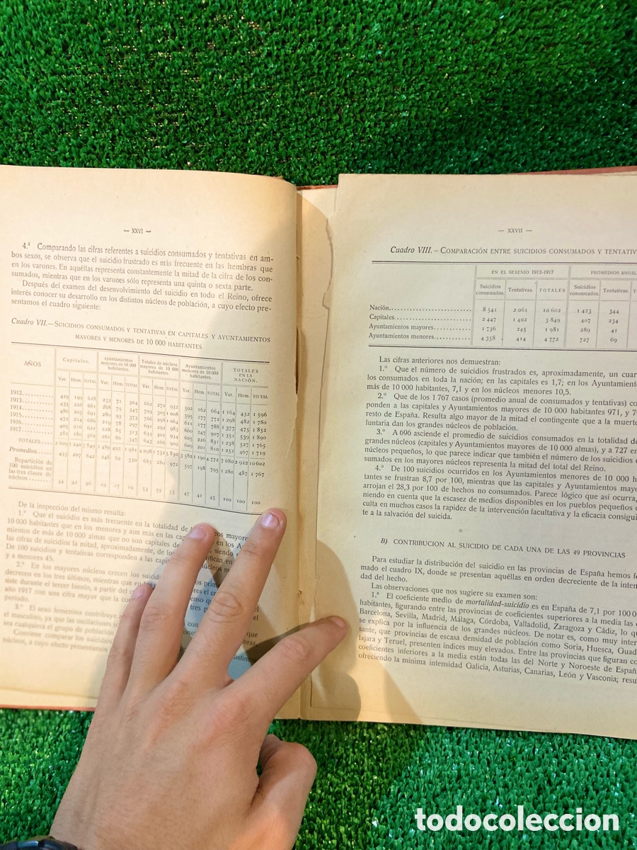 Libros antiguos: Estad&iacute;stica del Suicidio en Espa&ntilde;a /1912-1917 - Foto 4