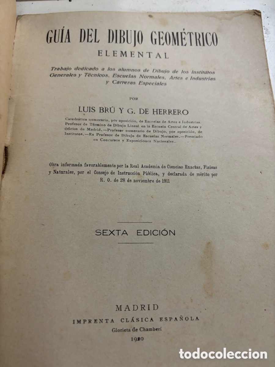 Libros antiguos: Gu&iacute;a de dibujo geom&eacute;trico elemental 1920 - Foto 2