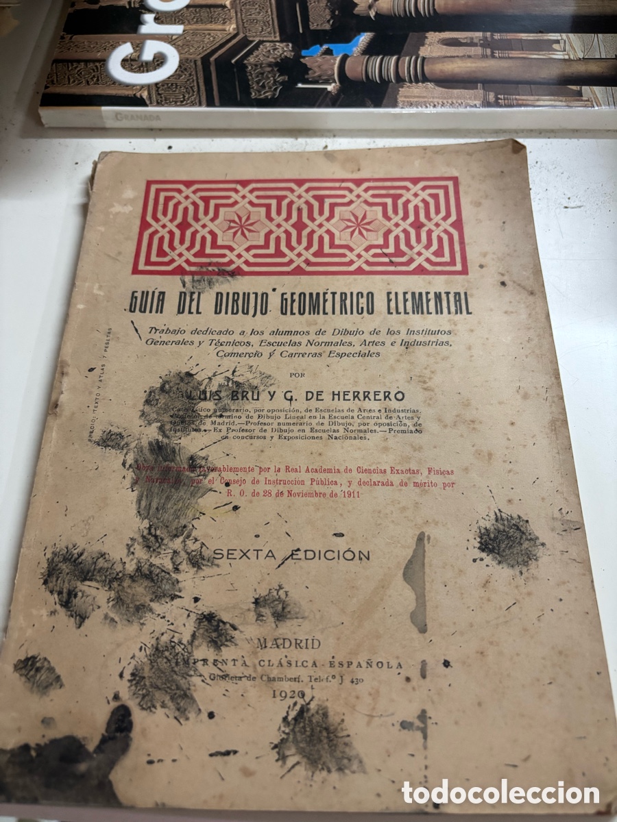 Libros antiguos: Gu&iacute;a de dibujo geom&eacute;trico elemental 1920 - Foto 1