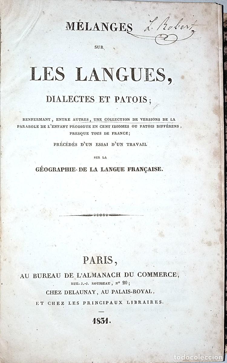 Libros antiguos: M&Eacute;LANGES SUR LES LANGUES, DIALECTES ET PATOIS... - Foto 2