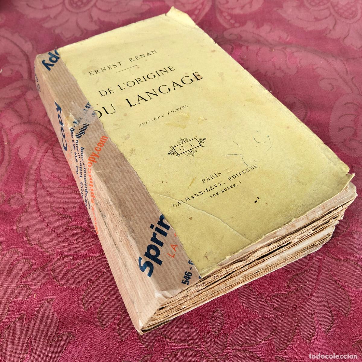 Libros antiguos: De lorigine du langage Ernest Renan - Foto 2