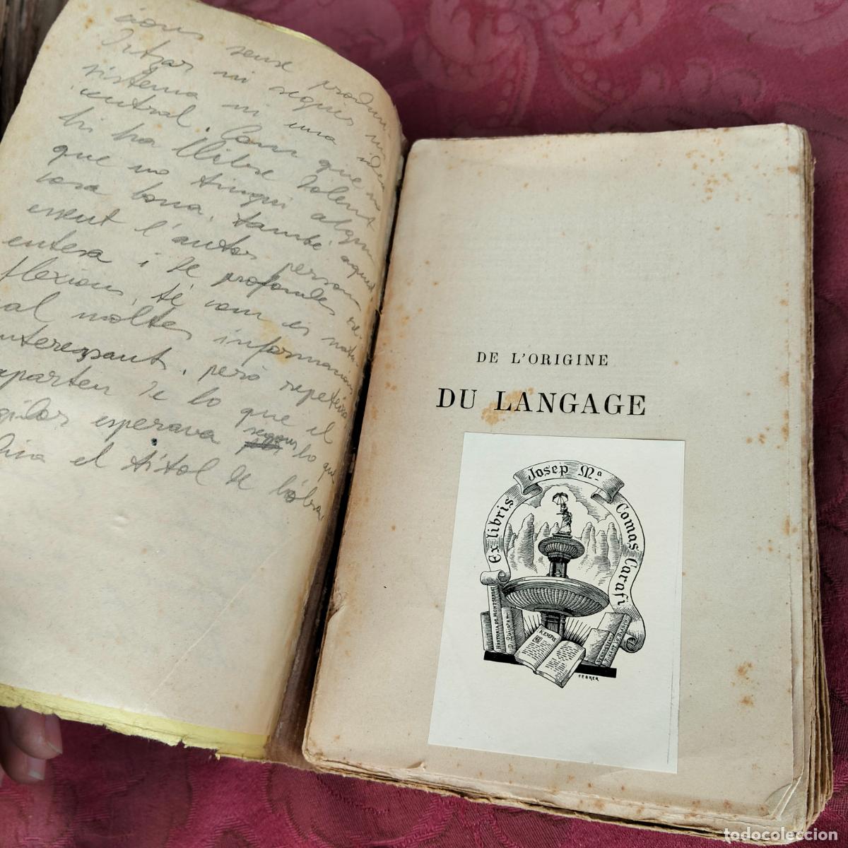 Libros antiguos: De lorigine du langage Ernest Renan - Foto 4