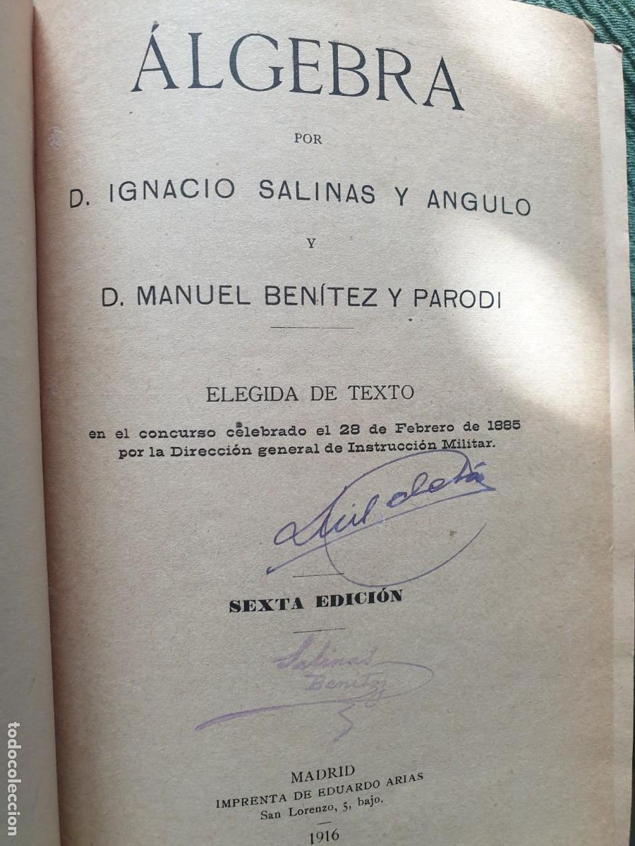 Libros antiguos: Algebra. Ignacio Salinas y Manuel Benitez. - Foto 2