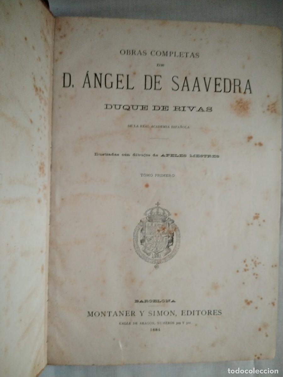 Libros antiguos: Obras completas de D. Angel Saavedra - Foto 5