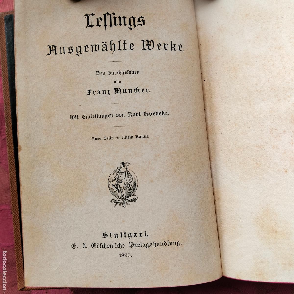 Libros antiguos: Lessings Werke Erster Band Stuttgart 1890 - Foto 2