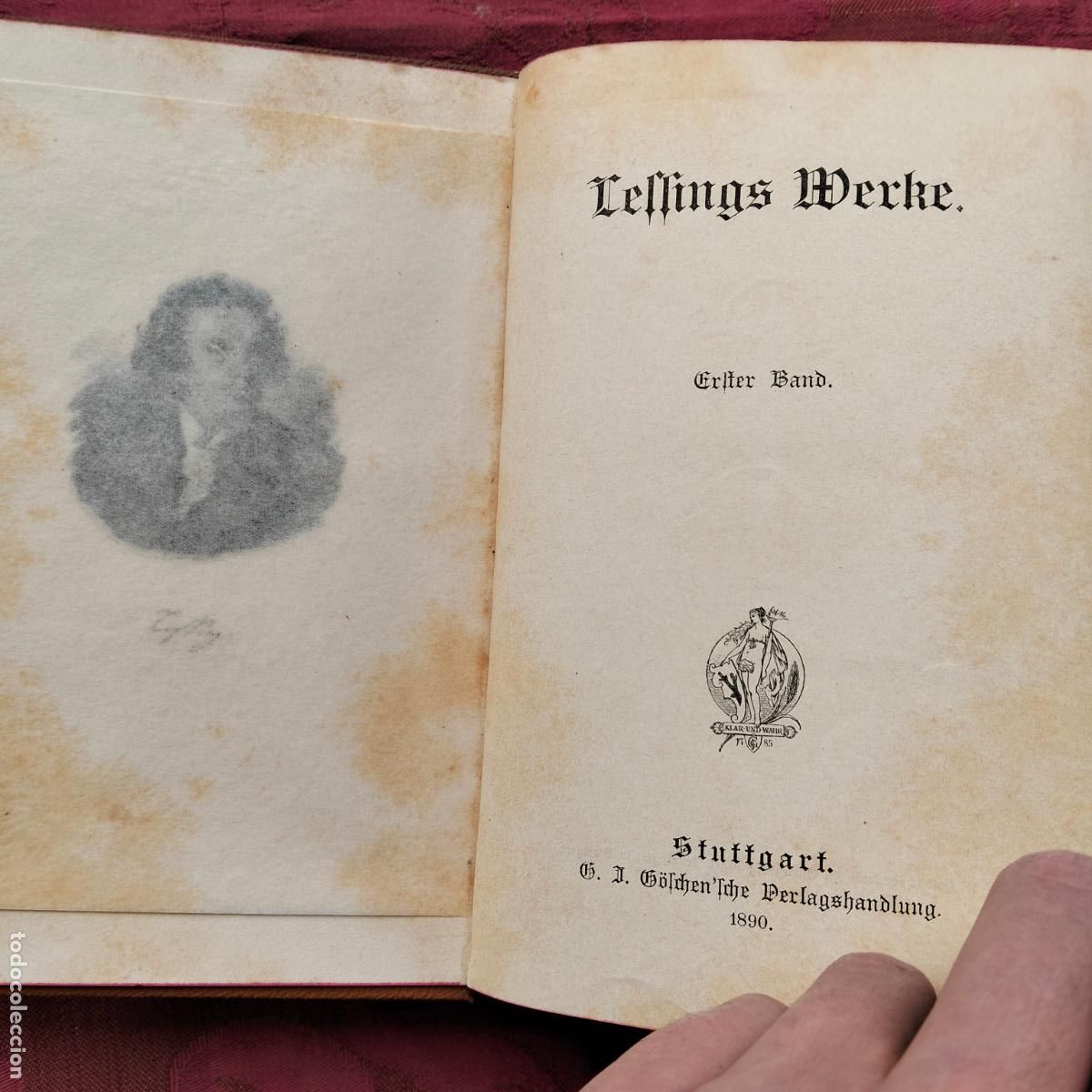 Libros antiguos: Lessings Werke Erster Band Stuttgart 1890 - Foto 3