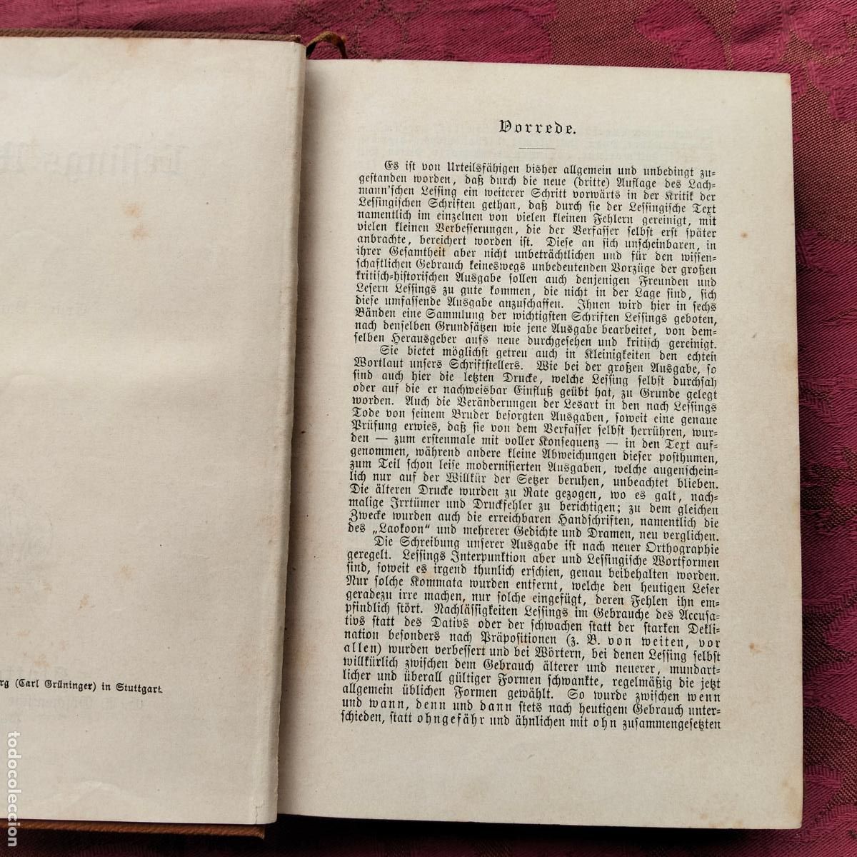 Libros antiguos: Lessings Werke Erster Band Stuttgart 1890 - Foto 4