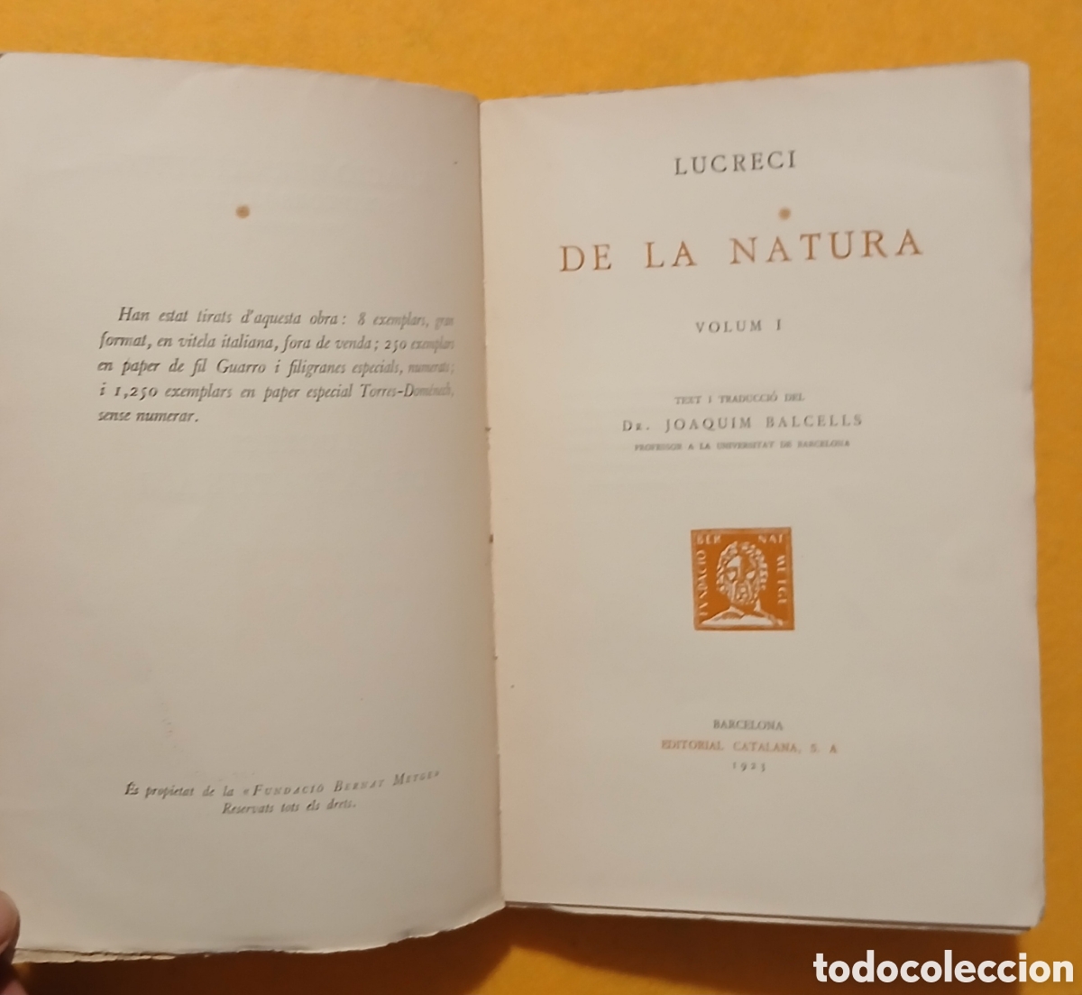 Libros antiguos: De la Natura, Lucreci, Escriptors Llatins - Foto 2