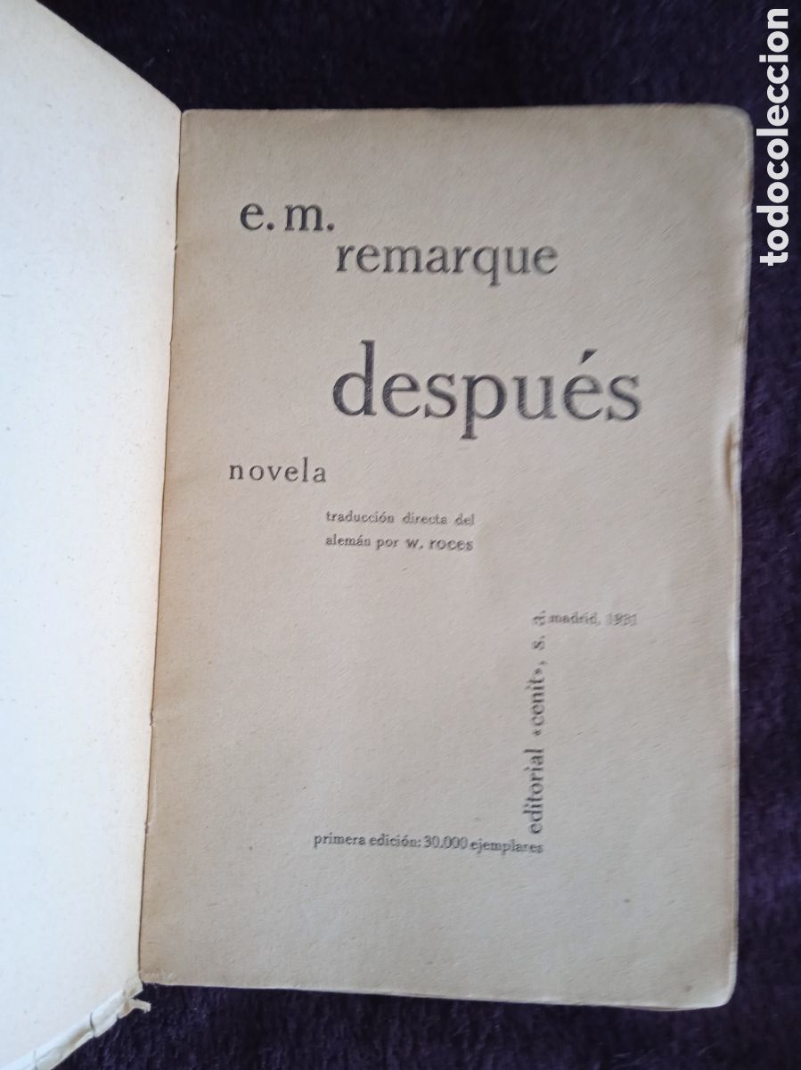 Libros antiguos: DESPUES. / REMARQUE E. M. - MADRID 1931 - Foto 2