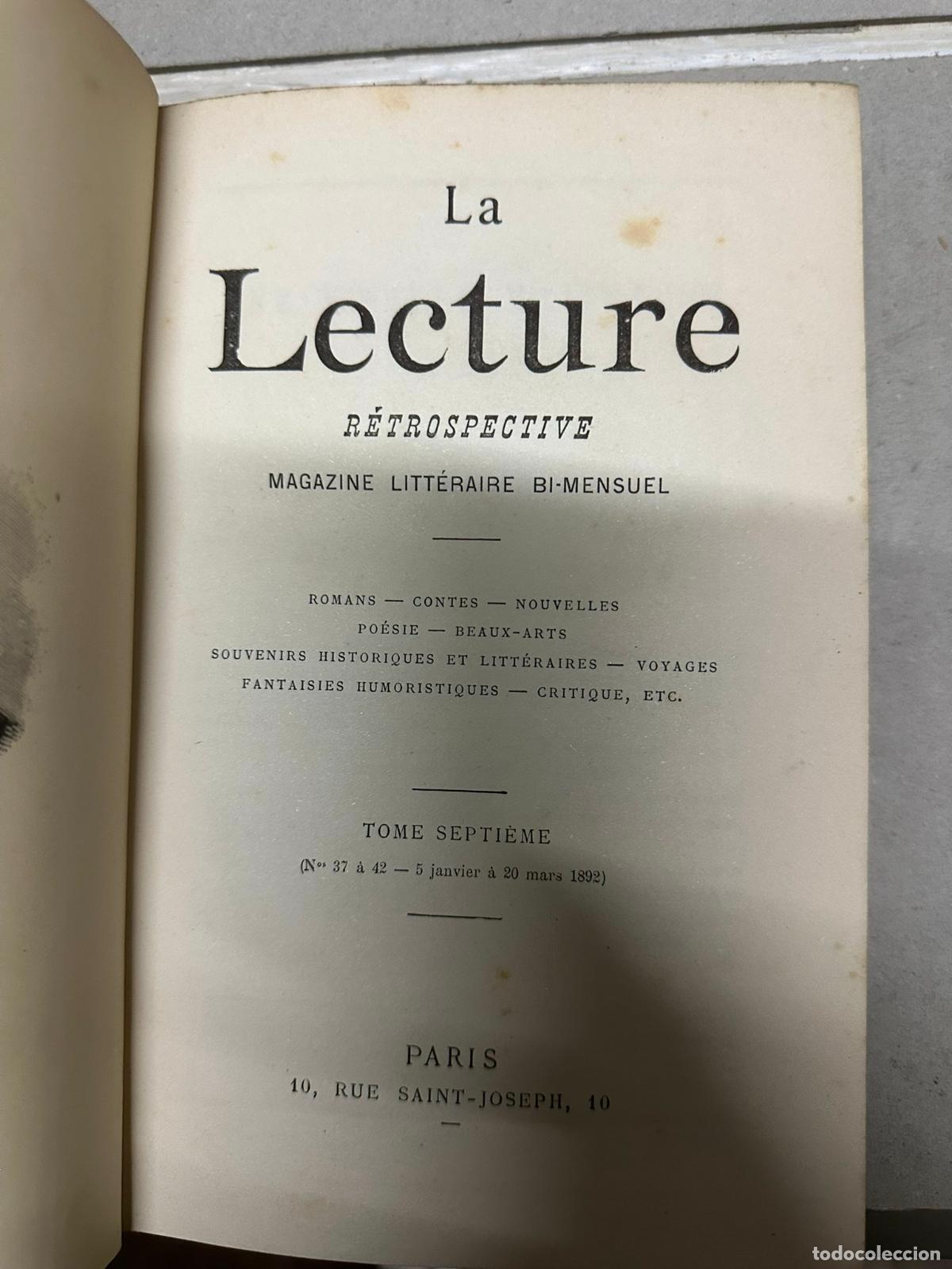 Libros antiguos: La lecture r&eacute;trospective Tome 7 - En frances - Foto 2