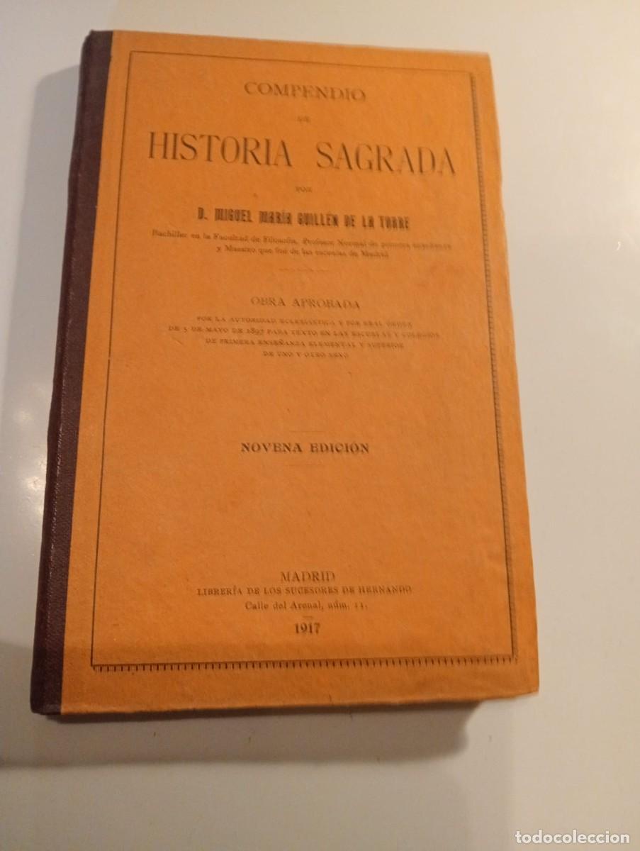 Libros antiguos: Compendio de Historia Sagrada. - Foto 1