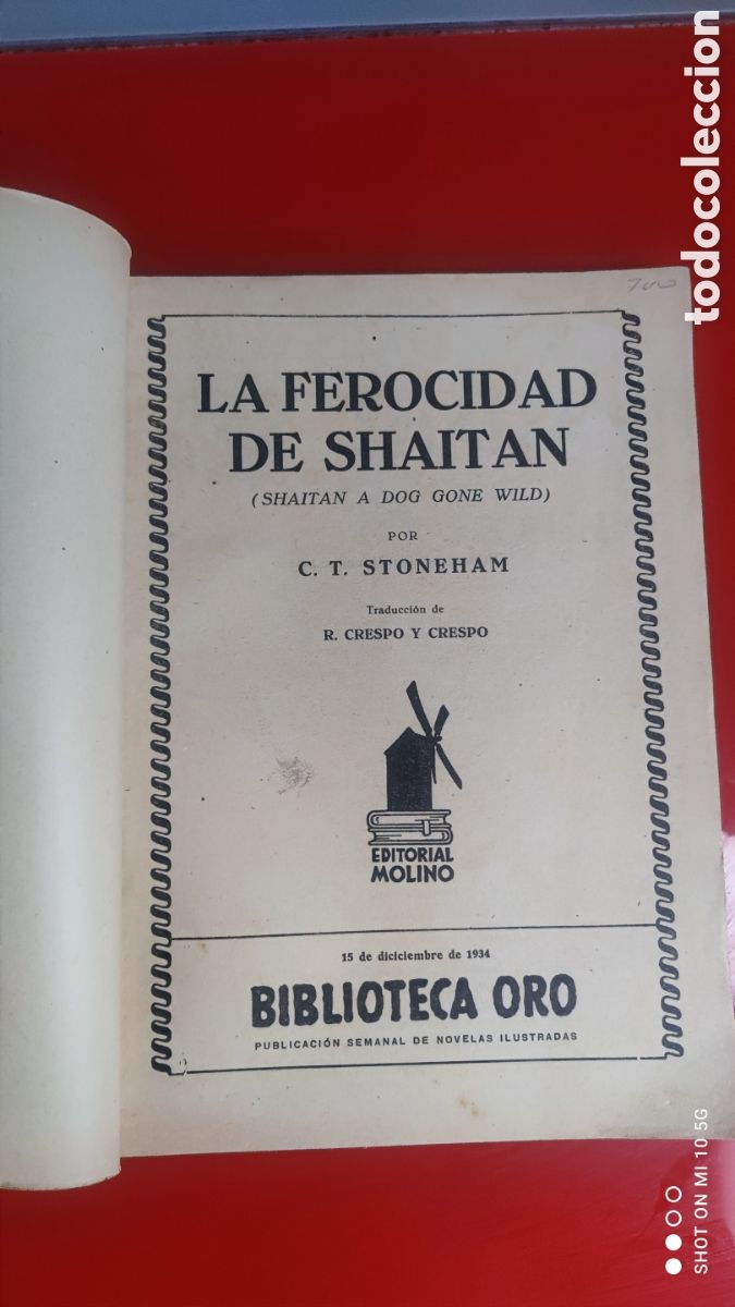 Libros antiguos: &rdquo;LA FEROCIDAD DE SHAITAN&rdquo;- BIBLIOTECA ORO,(MOLINO 1934) - Foto 4