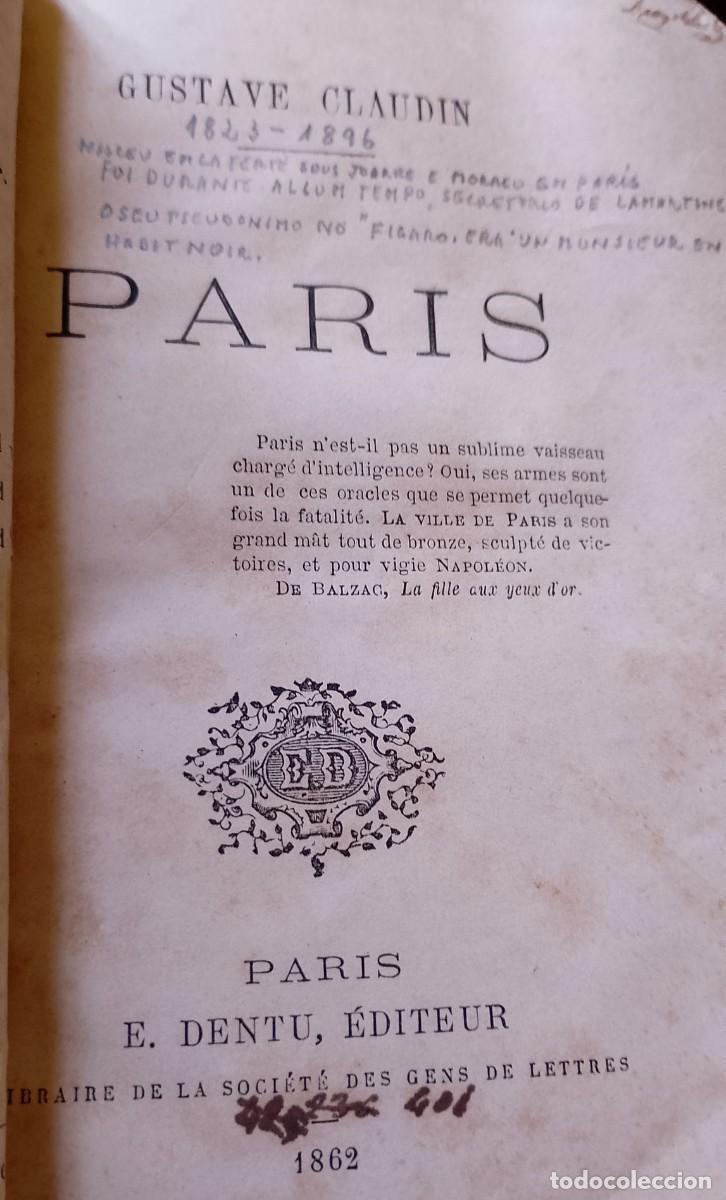 Libros antiguos: Paris 1862 Gustave Claudin - Foto 1
