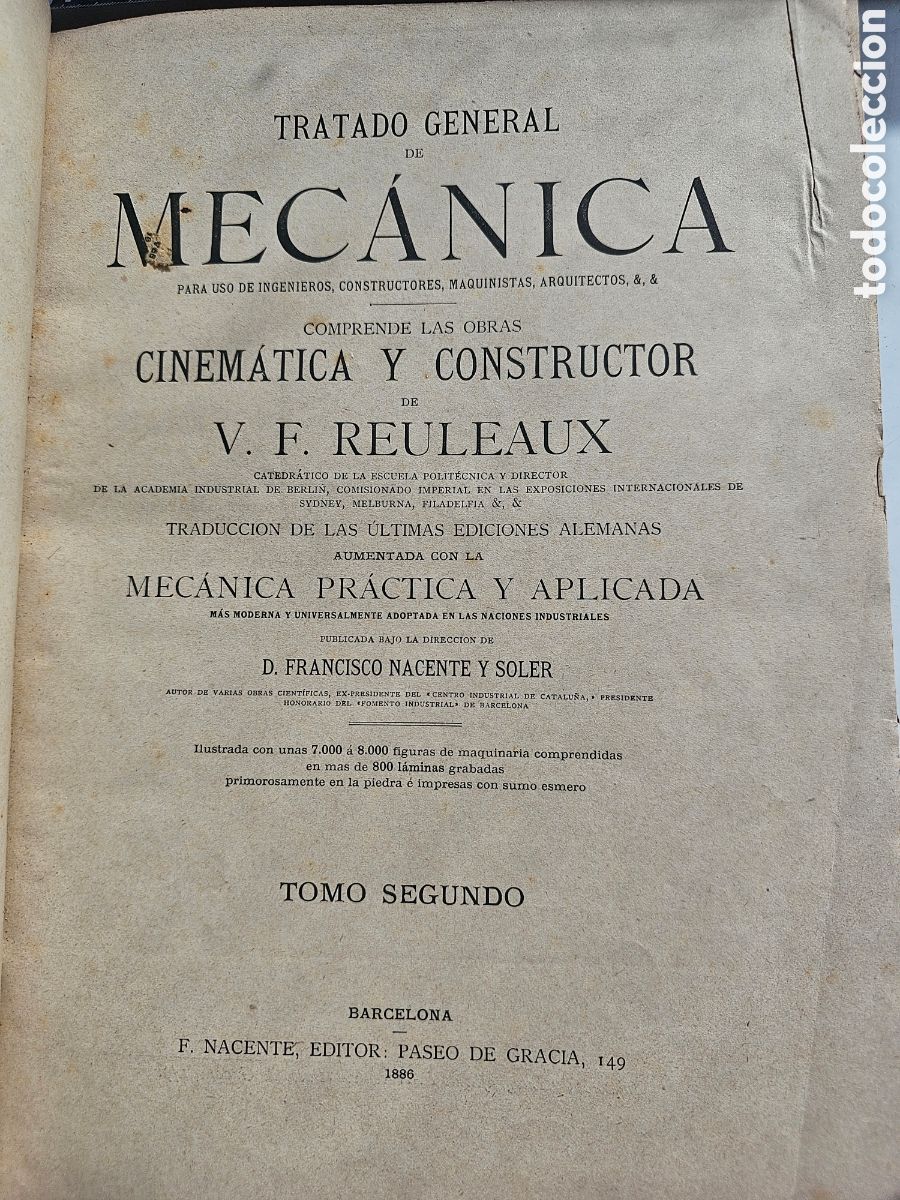 Libros antiguos: Libro Tratado general de mec&aacute;nica 1886 Tomo II - Foto 1