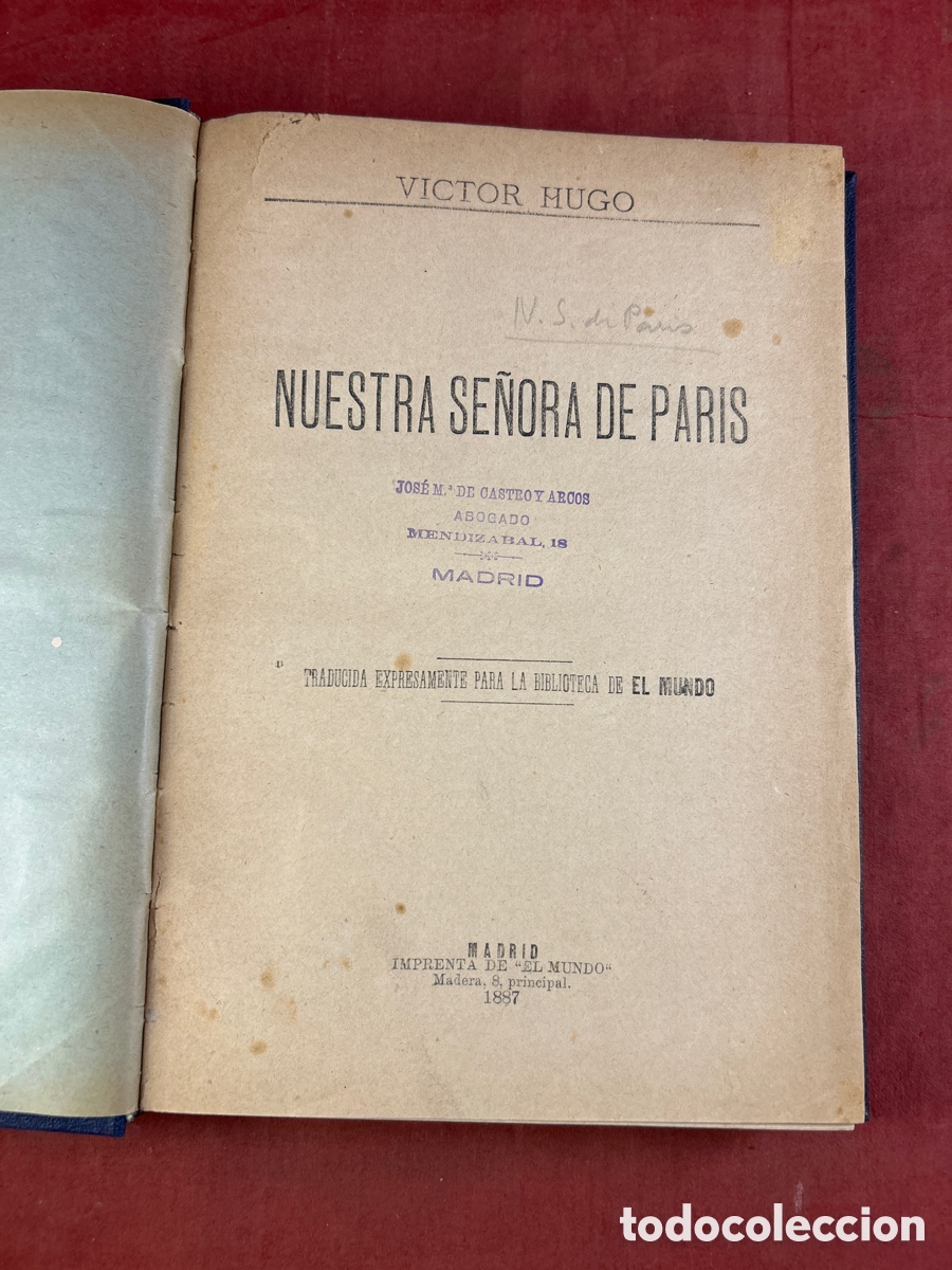 Libros antiguos: VICTOR HUGO. NUESTRA SE&Ntilde;ORA DE PARIS 1887 - Foto 1