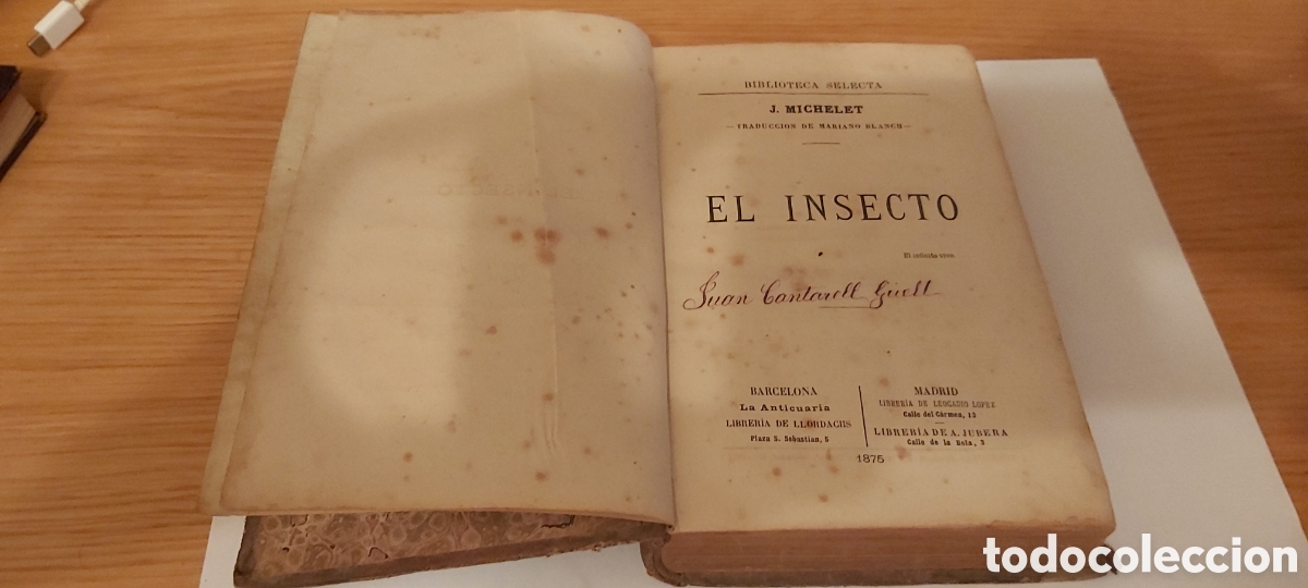 Libros antiguos: DOS LIBROS EL INSECTO Y EL MAR. J. MICHELET. 1875 - Foto 2