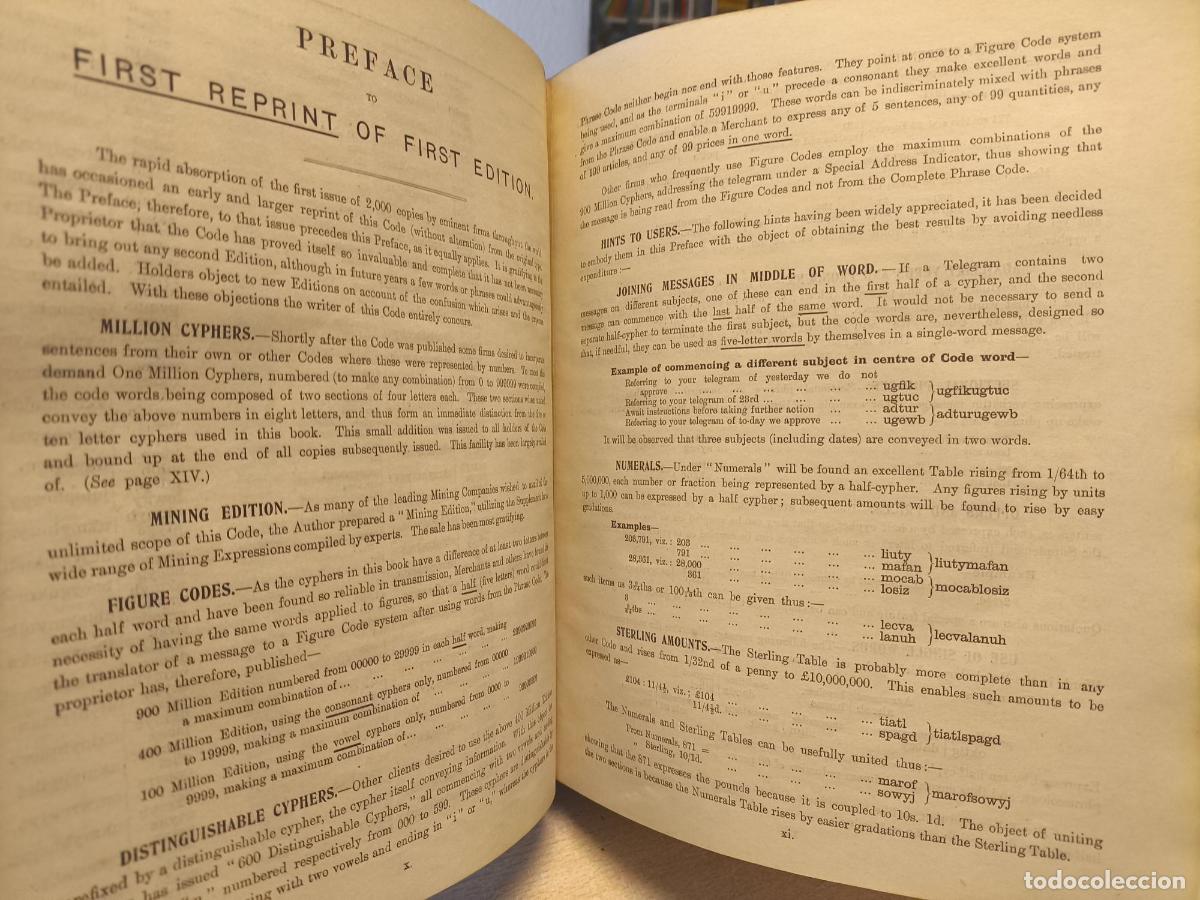 Libros antiguos: Bentleys Complete Phrase Code, No. 50260 - LIBRO DE CODIGOS BENTLEY EDICI&Oacute;N NUMERADA A&Ntilde;O 1921 - E. - Foto 8
