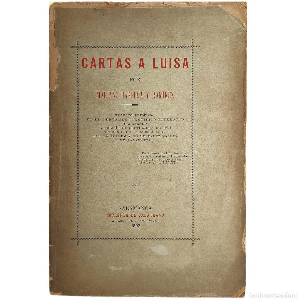 Libros antiguos: CARTAS A LUISA. Baselga y Ram&iacute;rez, Mariano - Foto 1