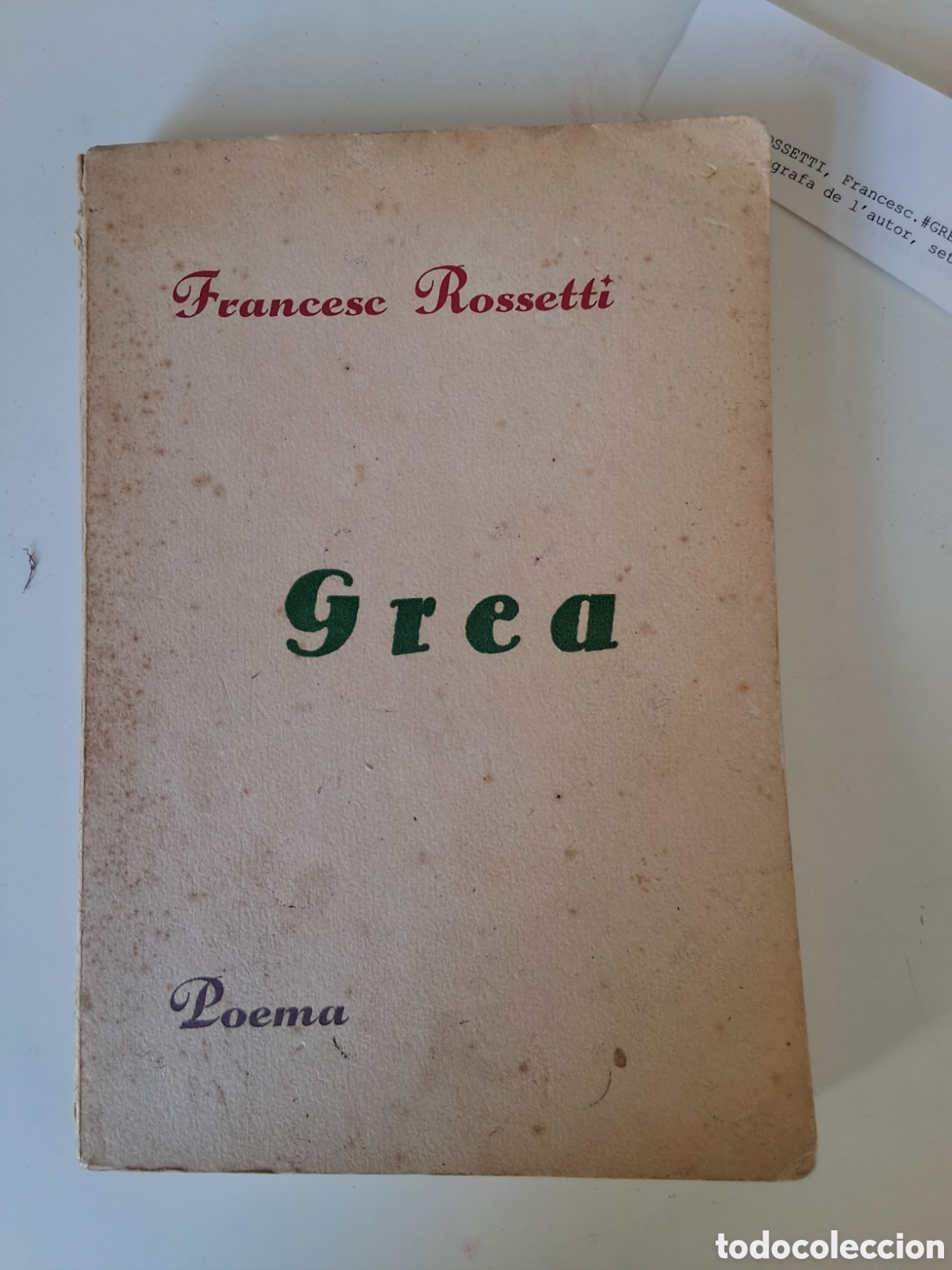 Libros antiguos: GREA. Francesc Rossetti. Poema - Foto 1