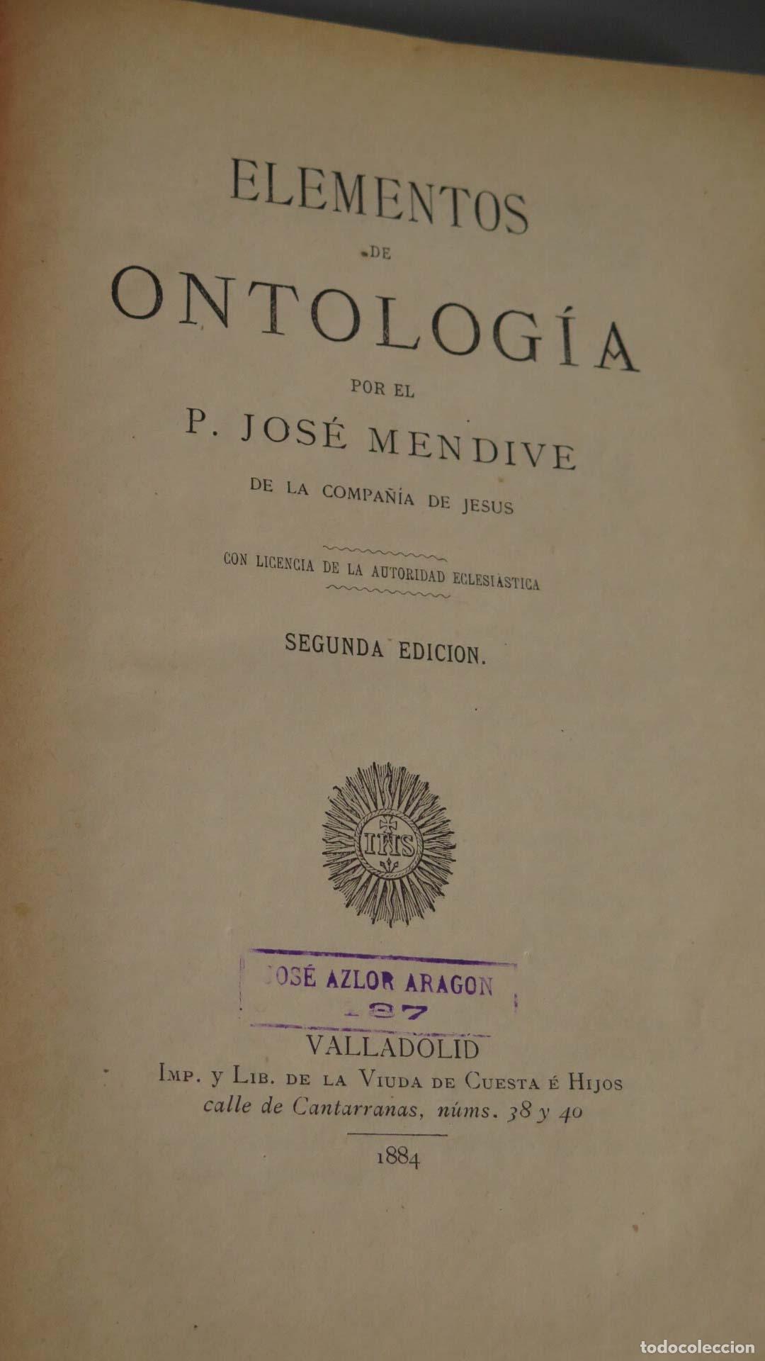 Libros antiguos: Elementos De Ontologia. MENDIVE. 1884 - Foto 2