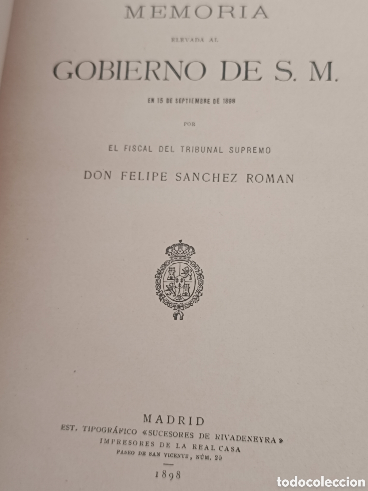 Libros antiguos: Memoria elevada al gobierno de S&aacute;nchez Rom&aacute;n - Foto 3