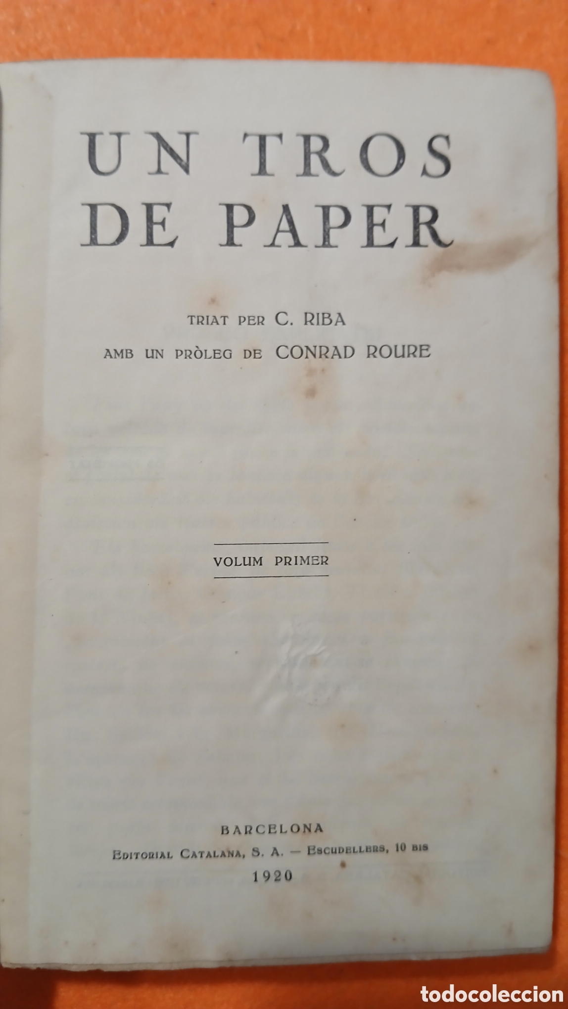 Libros antiguos: Un tros de paper, Riba 1920 - Foto 4
