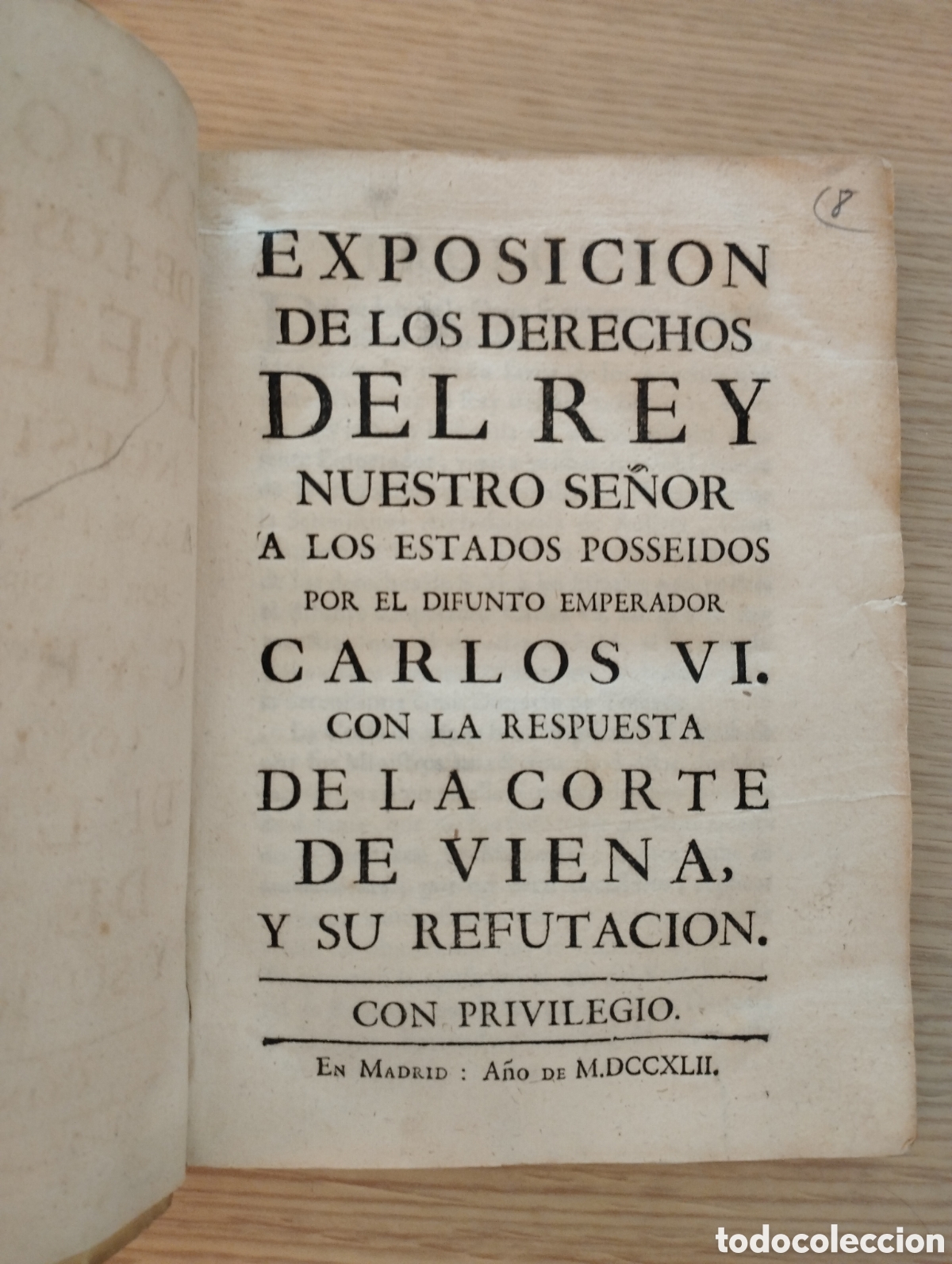 Libros antiguos: Exposicion de los derechos del Rey - 1742 - Foto 1