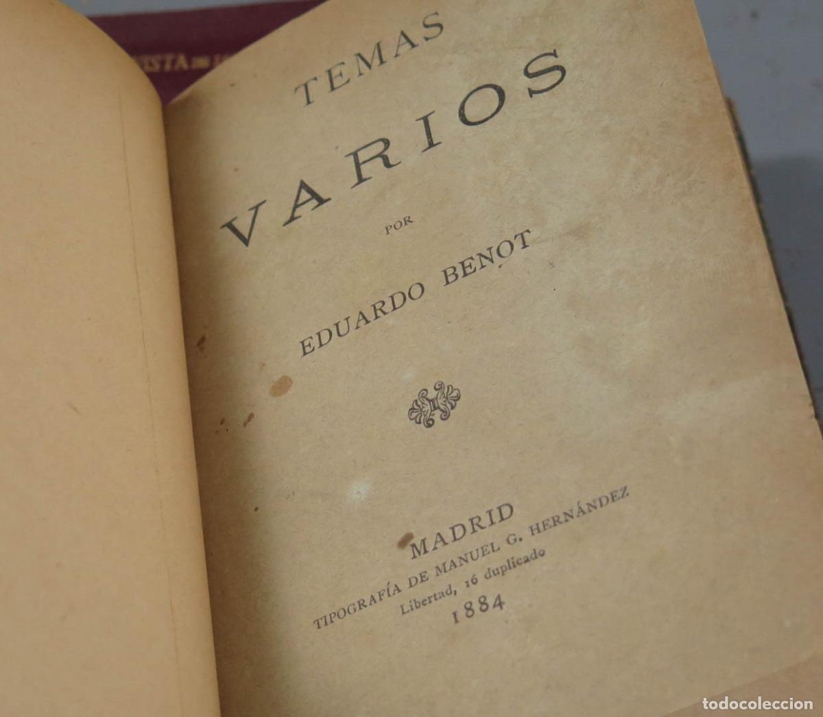 Libros antiguos: Temas varios Benot, Eduardo. 1884 - Foto 2