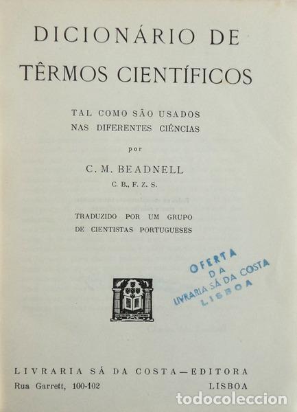 Libros antiguos: BEADNELL. (C.M.) - DICION&Aacute;RIO DE T&Ecirc;RMOS CIENT&Iacute;FICOS - Foto 1
