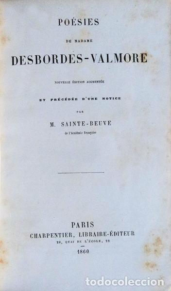 Libros antiguos: DESBORDES-VALMORE. - PO&Eacute;SIES. - Foto 1