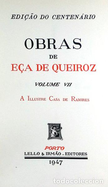 Libros antiguos: E&Ccedil;A DE QUEIROZ. (Jos&eacute; Maria d�) - A ILUSTRE CASA DE RAMIRES. - Foto 2