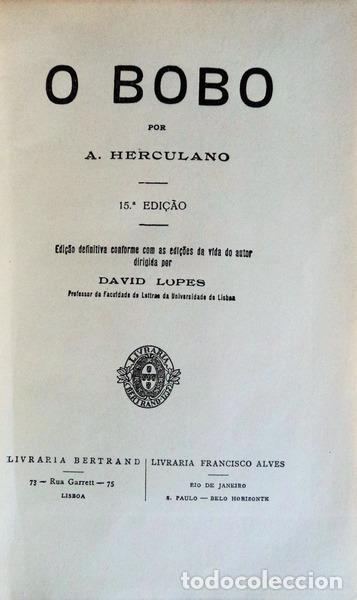 Libros antiguos: HERCULANO. (Alexandre) - O BOBO. - Foto 2