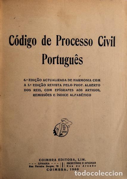 Libros antiguos: C&Oacute;DIGO DE PROCESSO CIVIL PORTUGU&Ecirc;S. [6.&ordf; EDI&Ccedil;&Atilde;O] - Foto 1