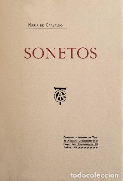Libros antiguos: CARVALHO. (Maria de) - SONETOS. - Foto 1
