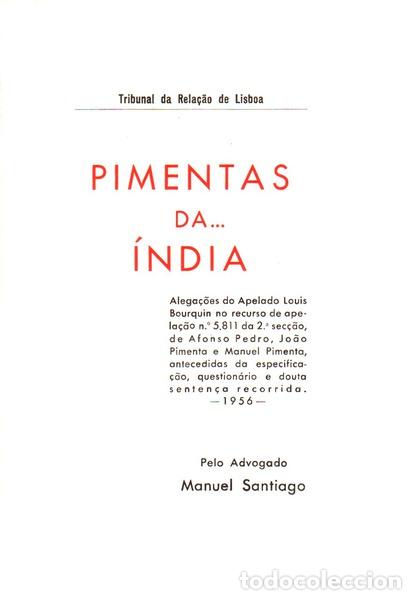 Libros antiguos: SANTIAGO. (Manuel) - PIMENTAS DA... &Iacute;NDIA.