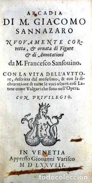Libros antiguos: SANNAZARO. (Giacomo) - ARCADIA - Foto 1