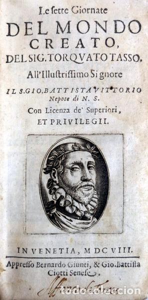 Libros antiguos: TASSO. (Torquato) - Le sette Giornate DEL MONDO CREATO. - Foto 1