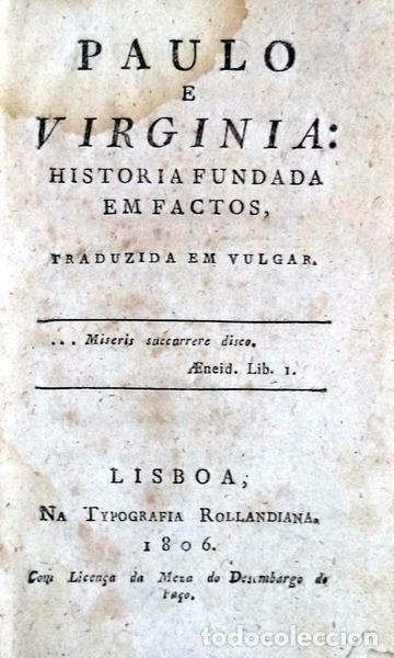 Libros antiguos: SAINT-PIERRE. (Jacques Henri Bernardin de) - PAULO E VIRGINIA: - Foto 1